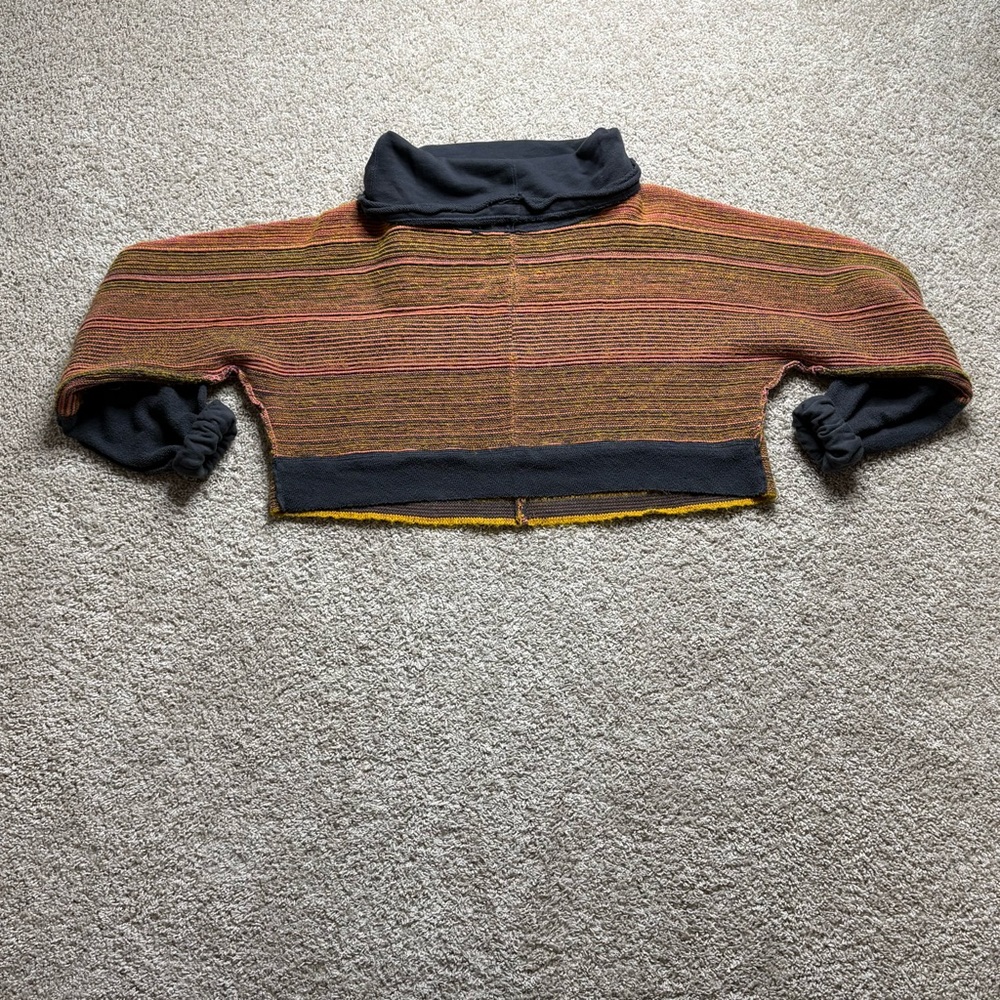 Free People Catch A Smile Pullover Cropped Striped Sweater